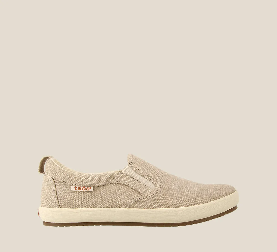 Taos Womens Dandy Slip-on Sneaker- Oat Wash Canvas