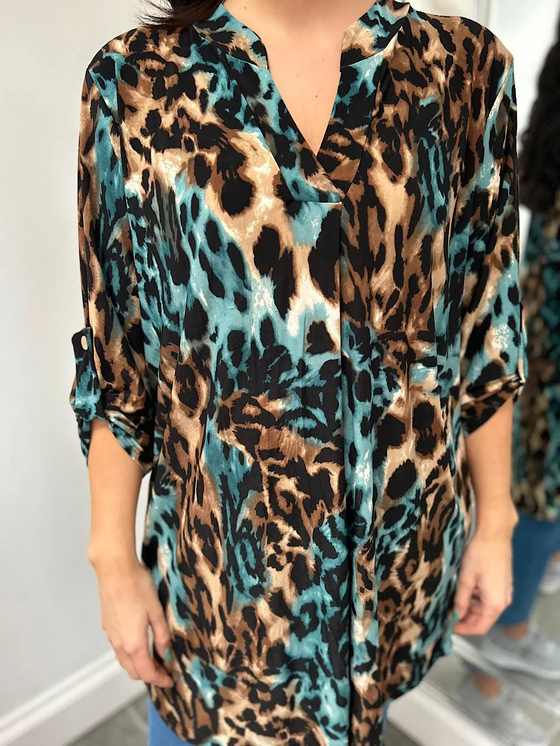 Teal Animal Pattern Tunic Gloria