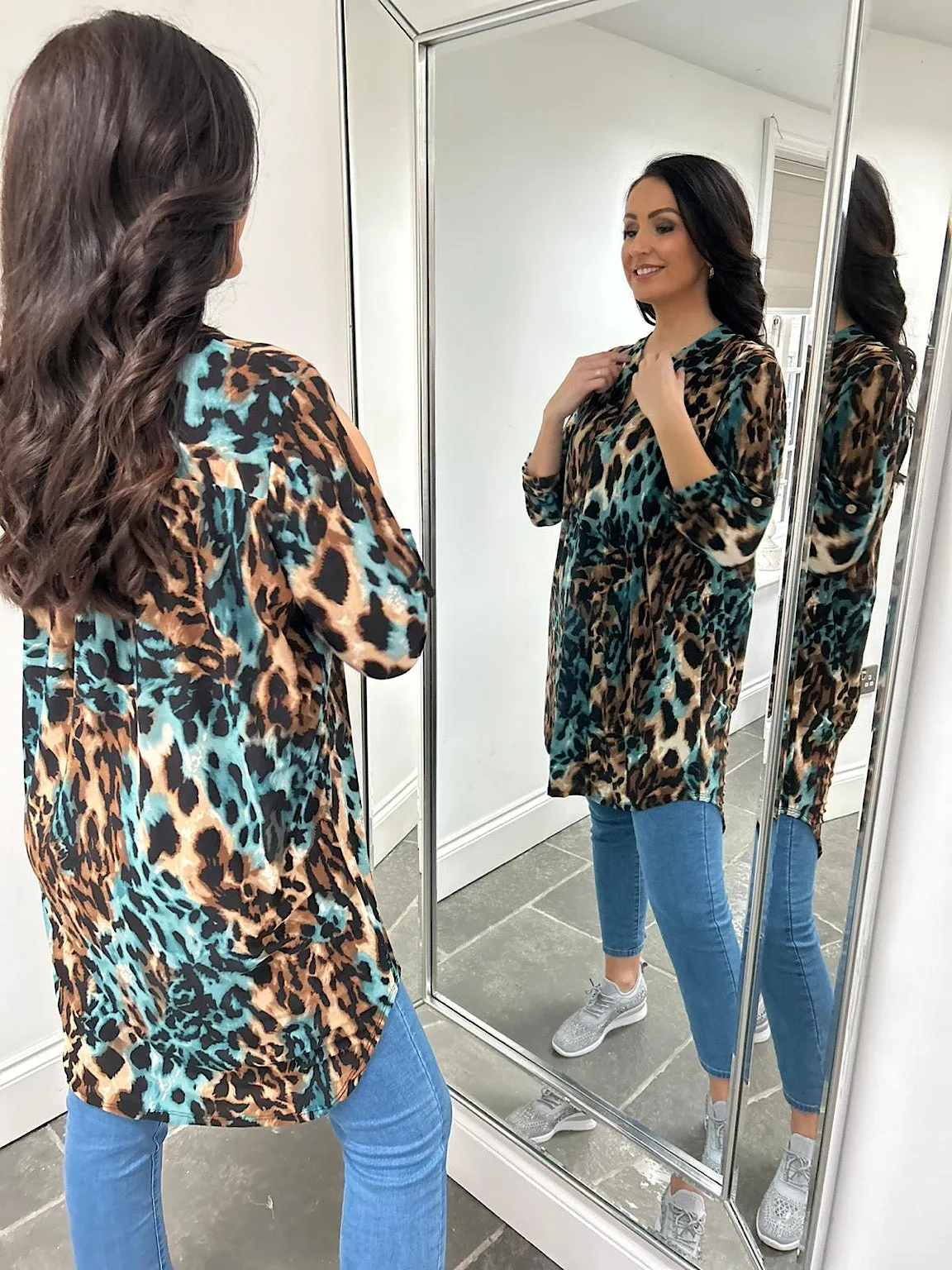 Teal Animal Pattern Tunic Gloria