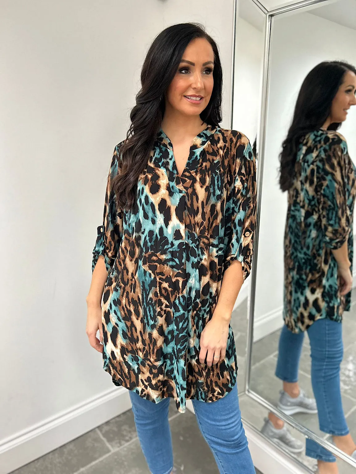 Teal Animal Pattern Tunic Gloria