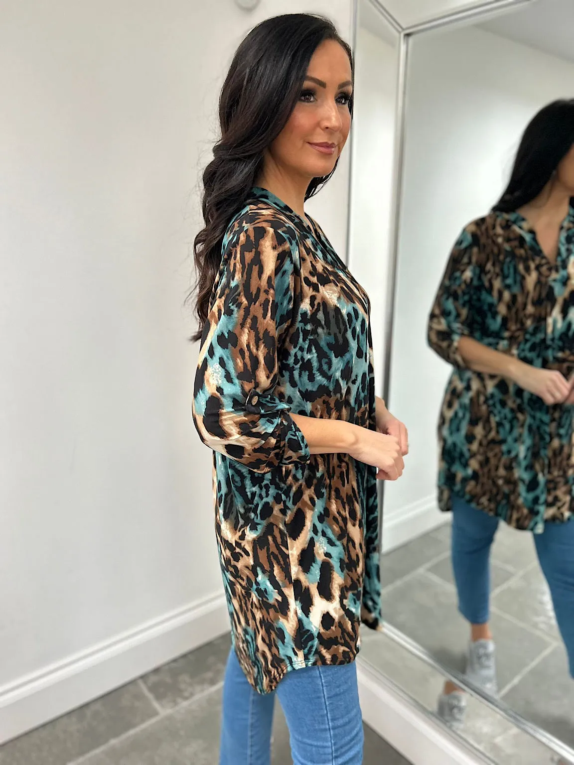 Teal Animal Pattern Tunic Gloria