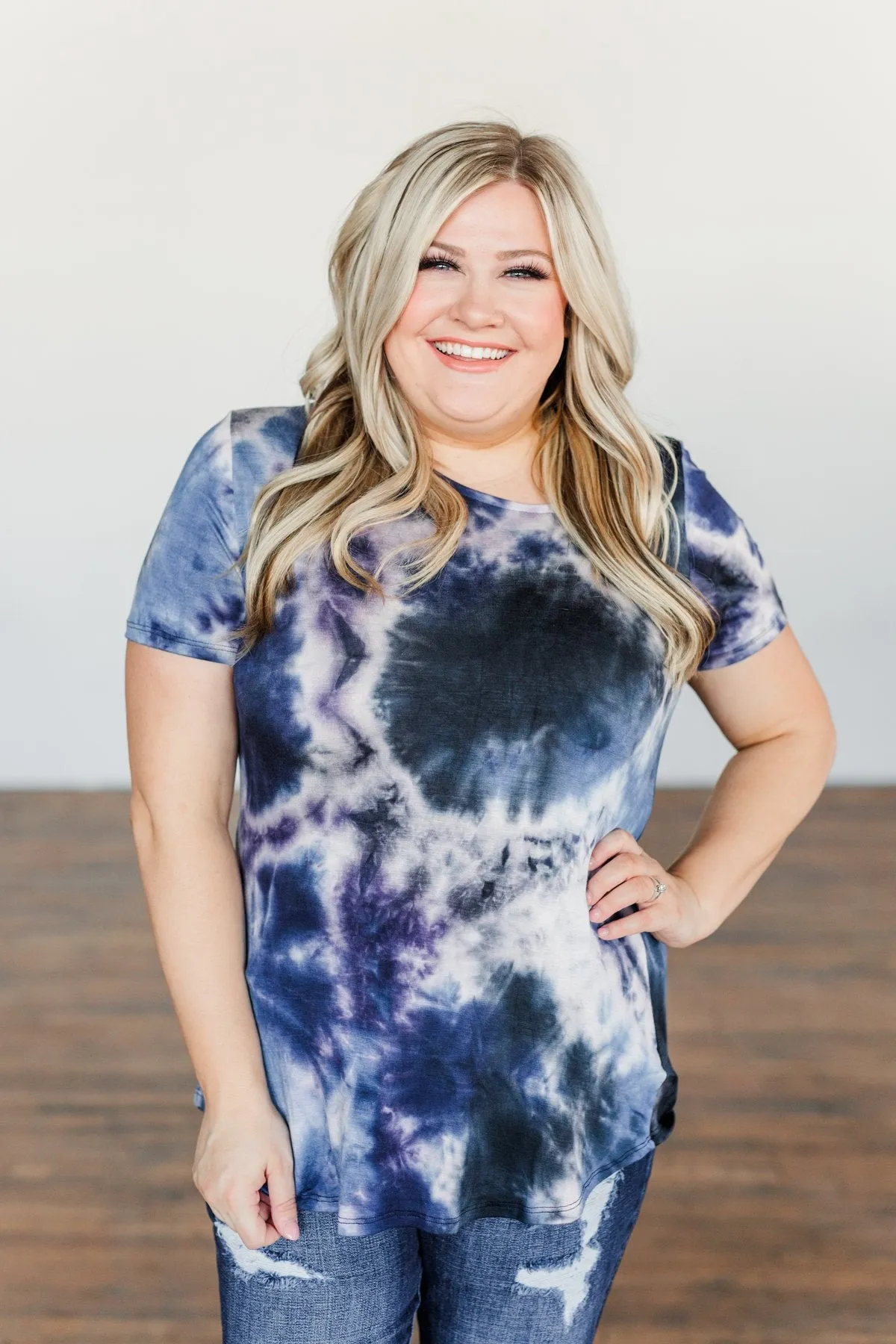 Tranquil Waters Tie-Dye Top- Navy & Black