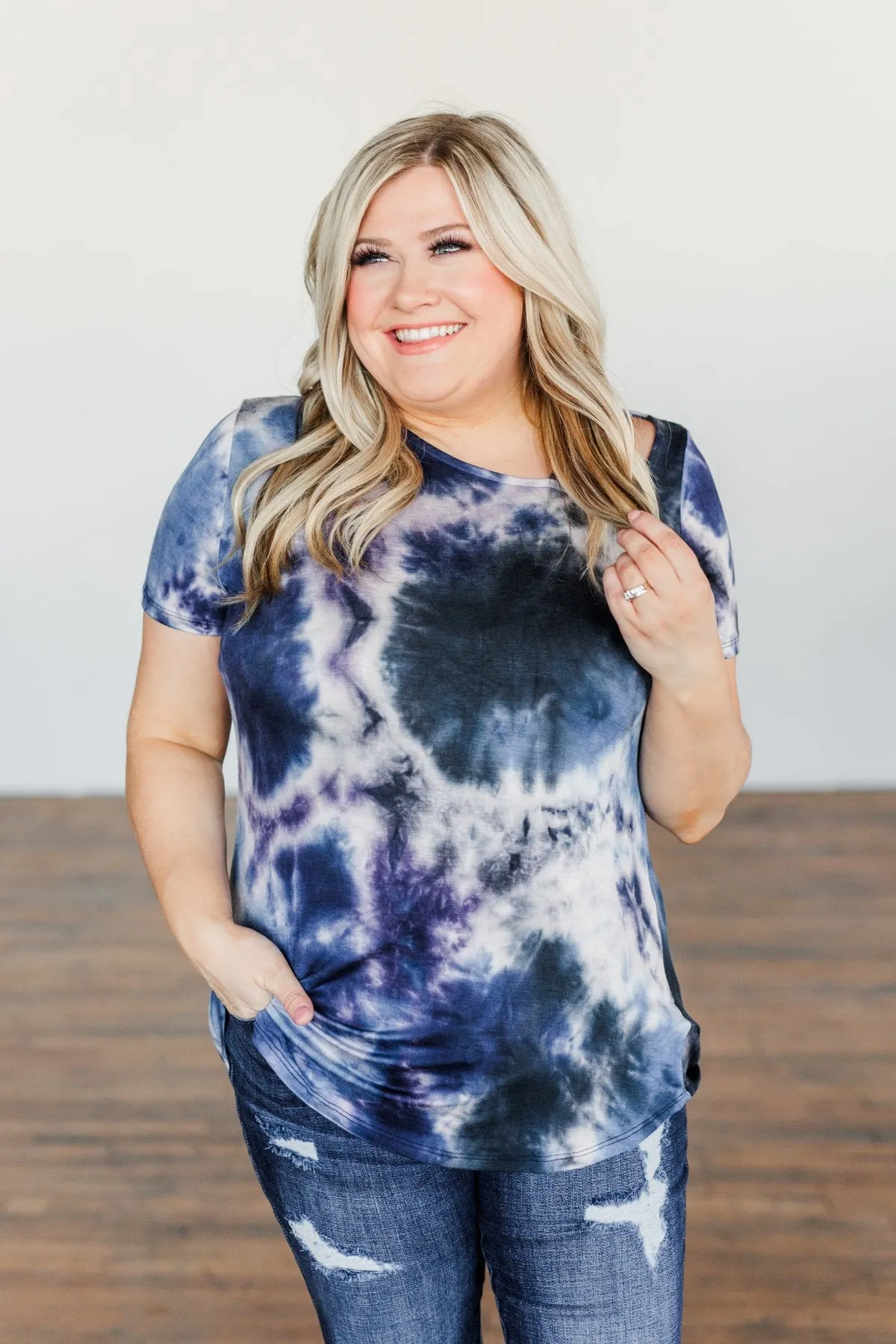 Tranquil Waters Tie-Dye Top- Navy & Black