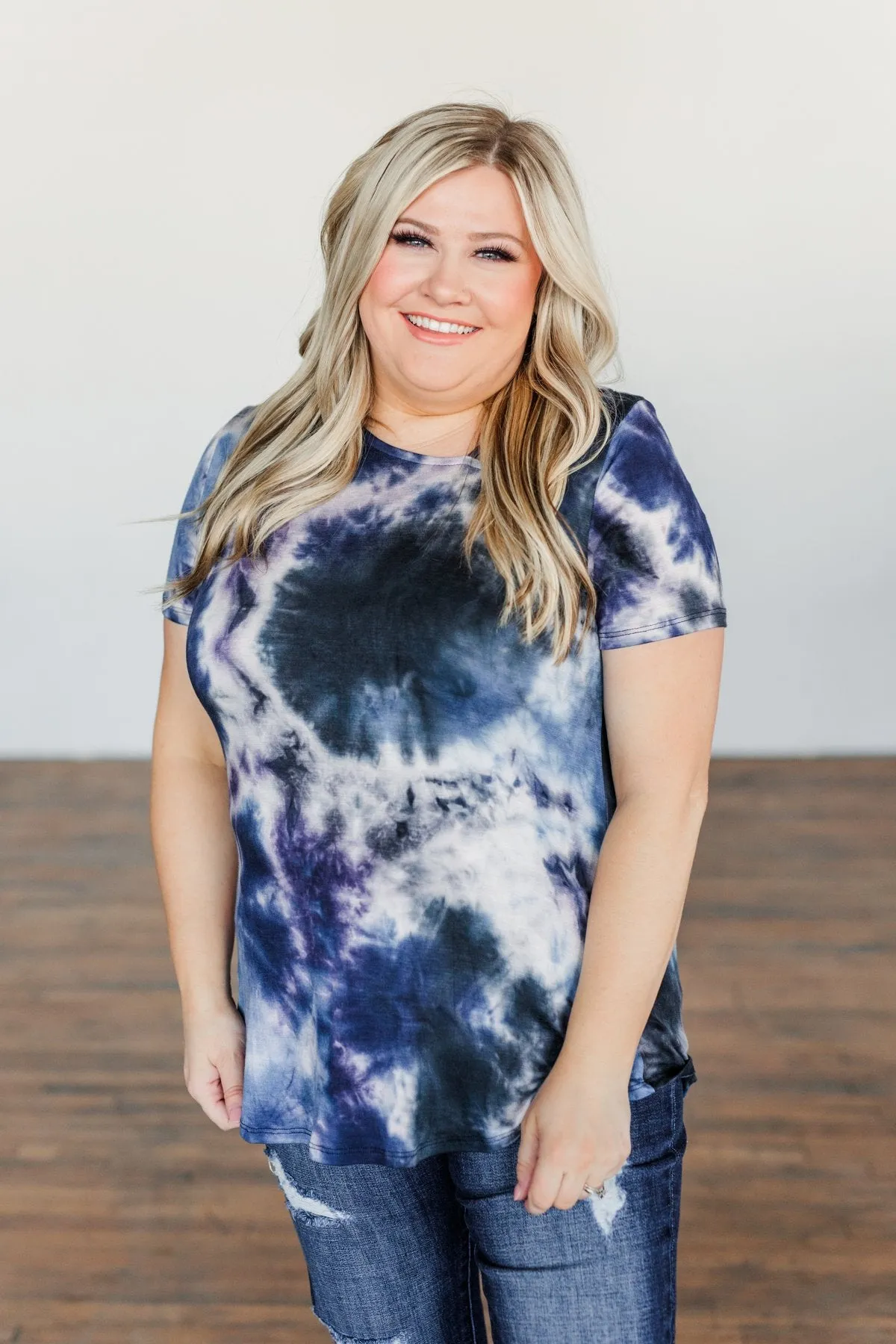 Tranquil Waters Tie-Dye Top- Navy & Black