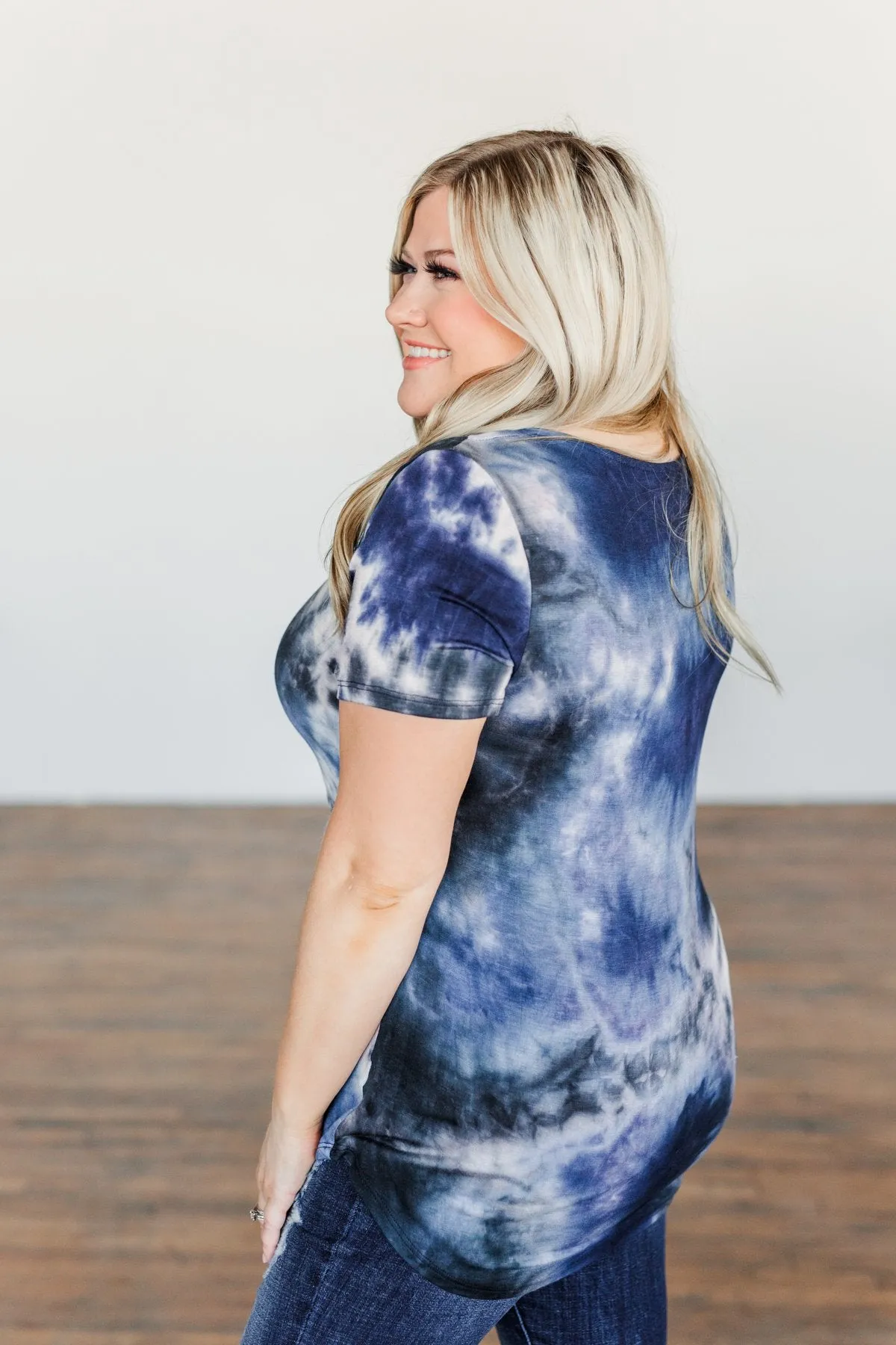 Tranquil Waters Tie-Dye Top- Navy & Black