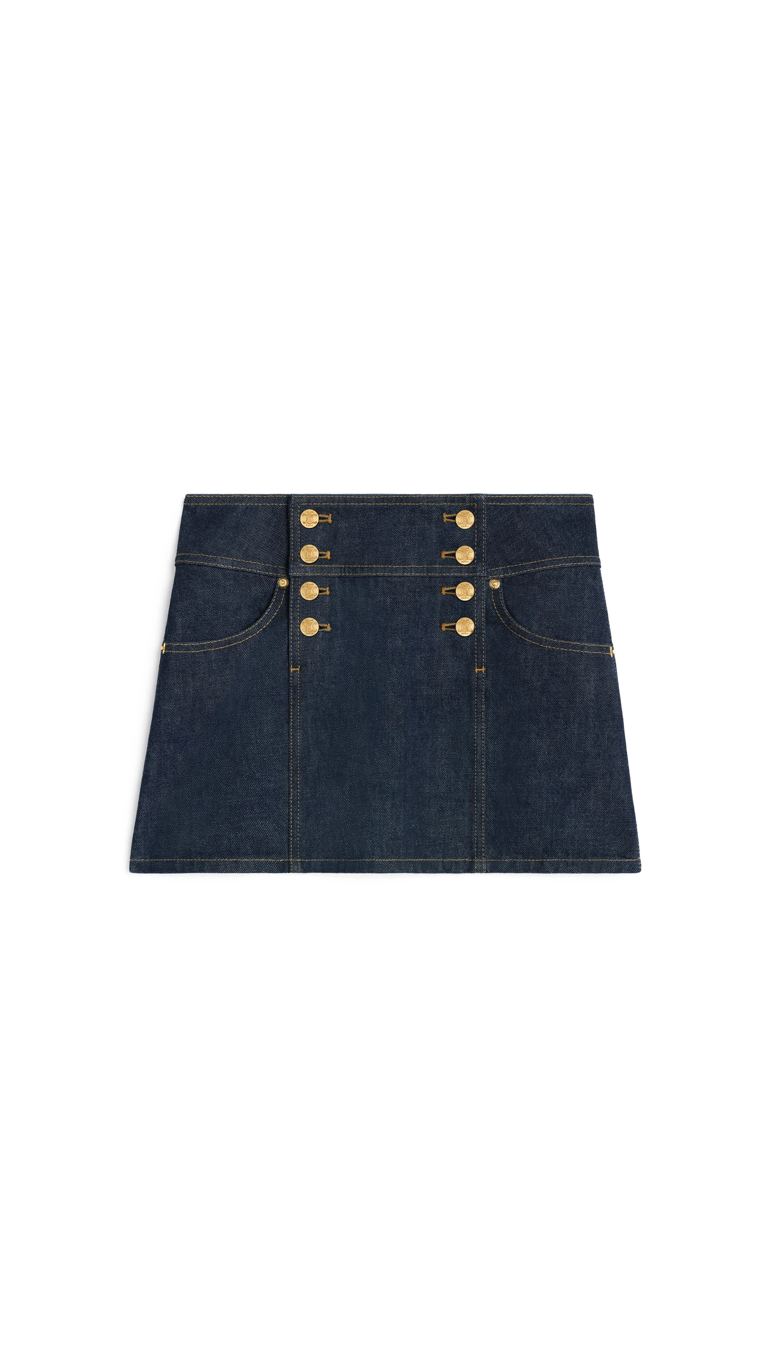 Trapeze Mini Skirt in Denim - Rinsed