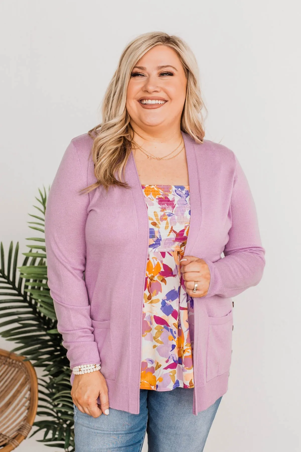 True To My Heart Open Front Cardigan- Purple