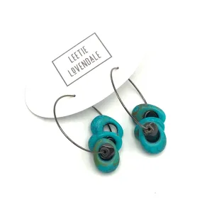 Turquoise Chunky Cluster Hoop Earrings - Unboxing #220