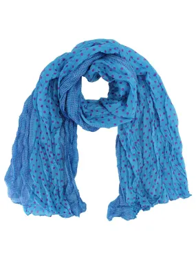 Turquoise Polka Dot Light Crinkled Scarf