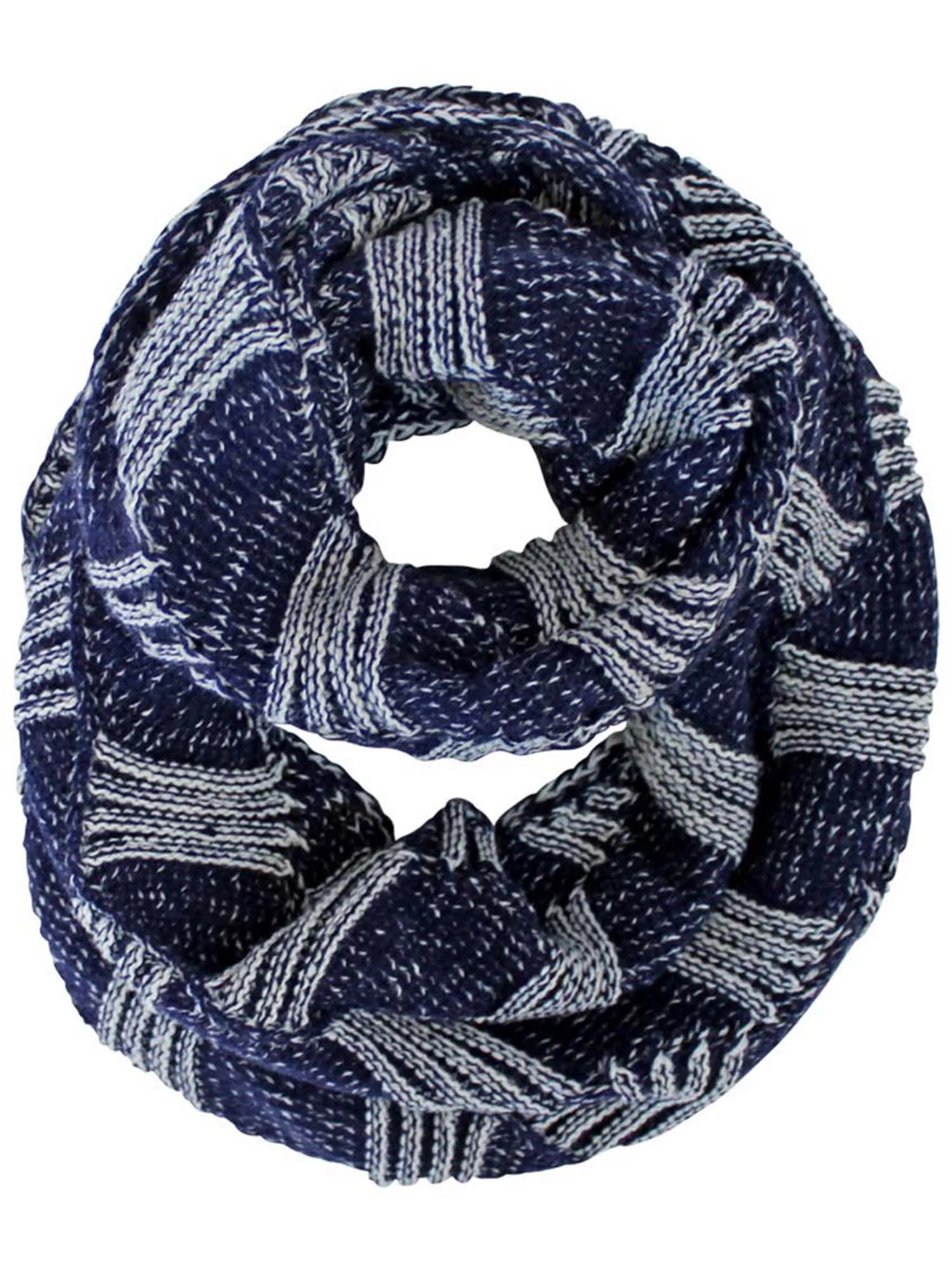 Two-Tone Knit Unisex Winter Infinity Scarf