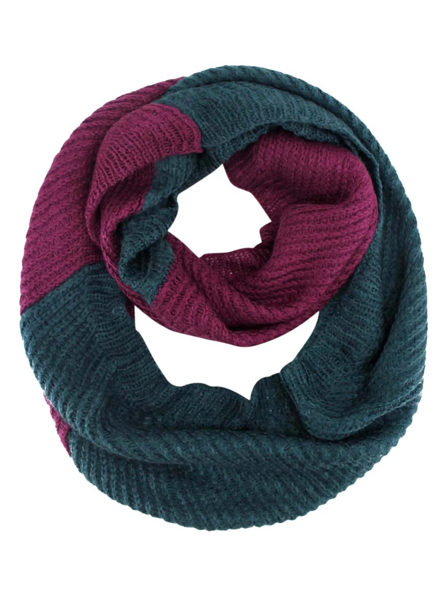 Two-Tone Ribbed Knit Infinity Scarf