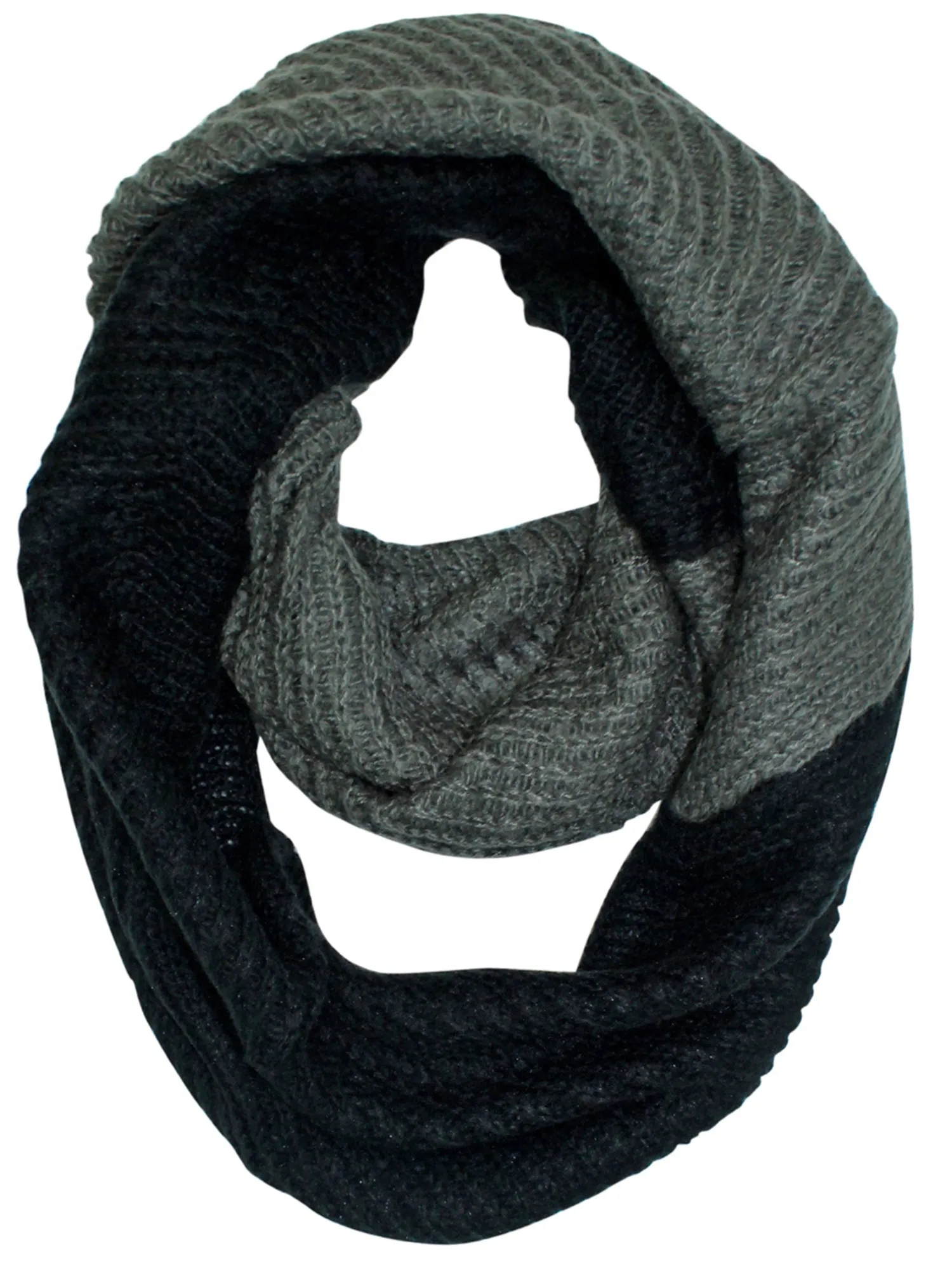 Two-Tone Ribbed Knit Infinity Scarf