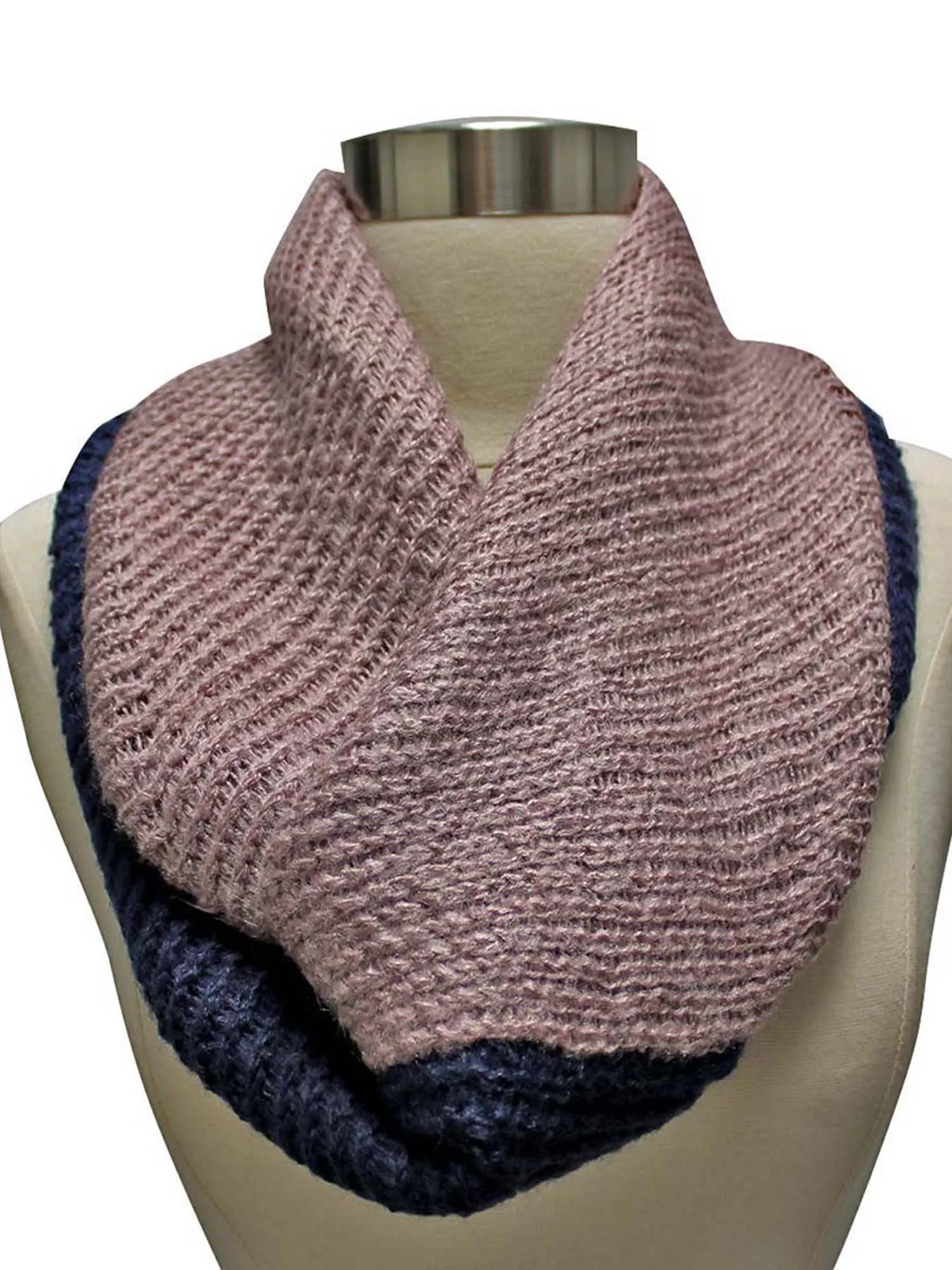 Two-Tone Ribbed Knit Infinity Scarf