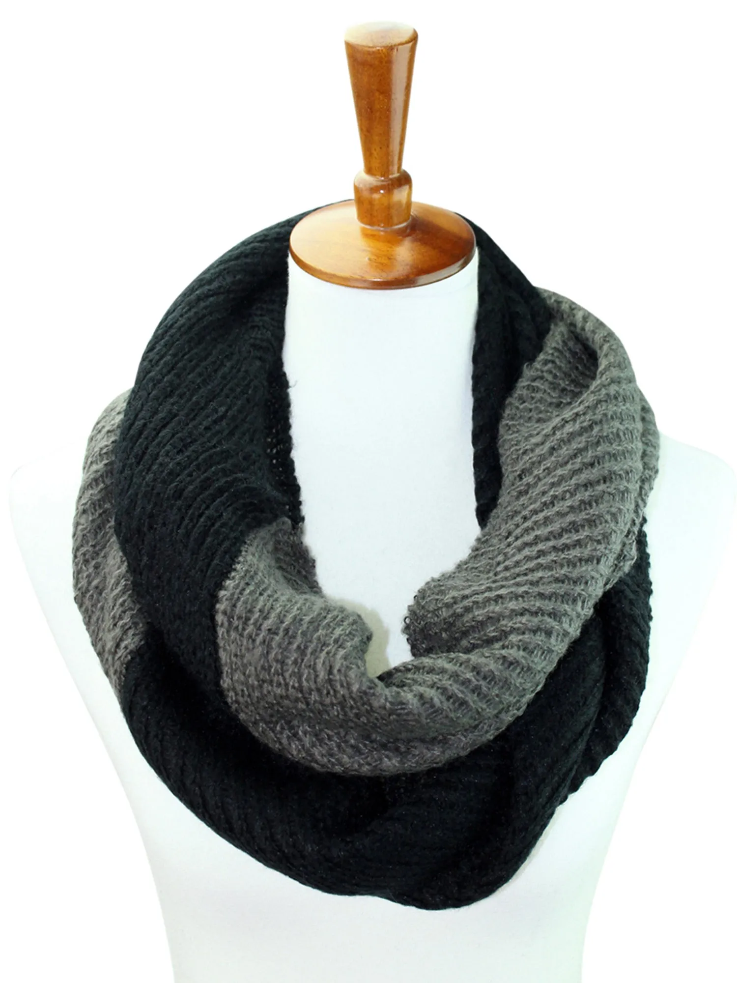 Two-Tone Ribbed Knit Infinity Scarf