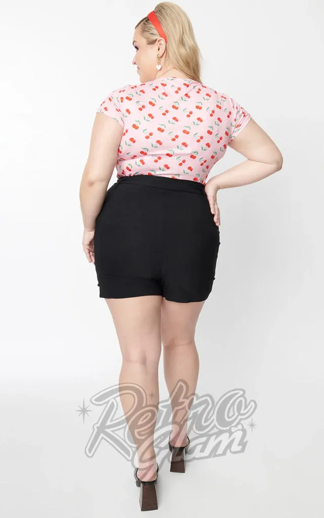 Unique Vintage High Waist Tied & True Shorts in Black