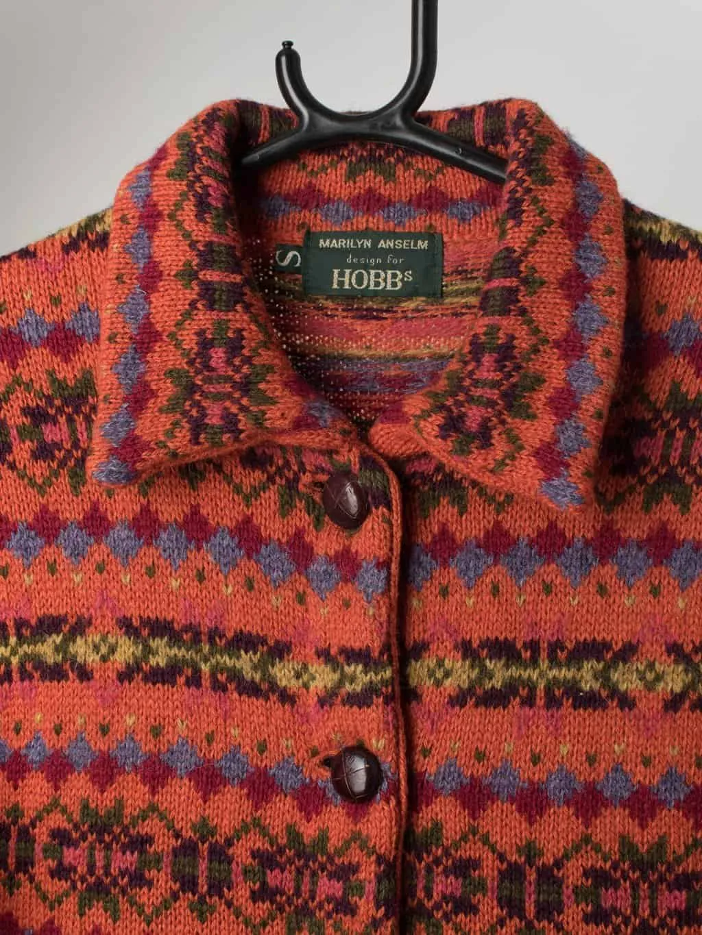 Vintage Shetland wool cardigan by Marilyn Anselm for Hobbs – XS / Small