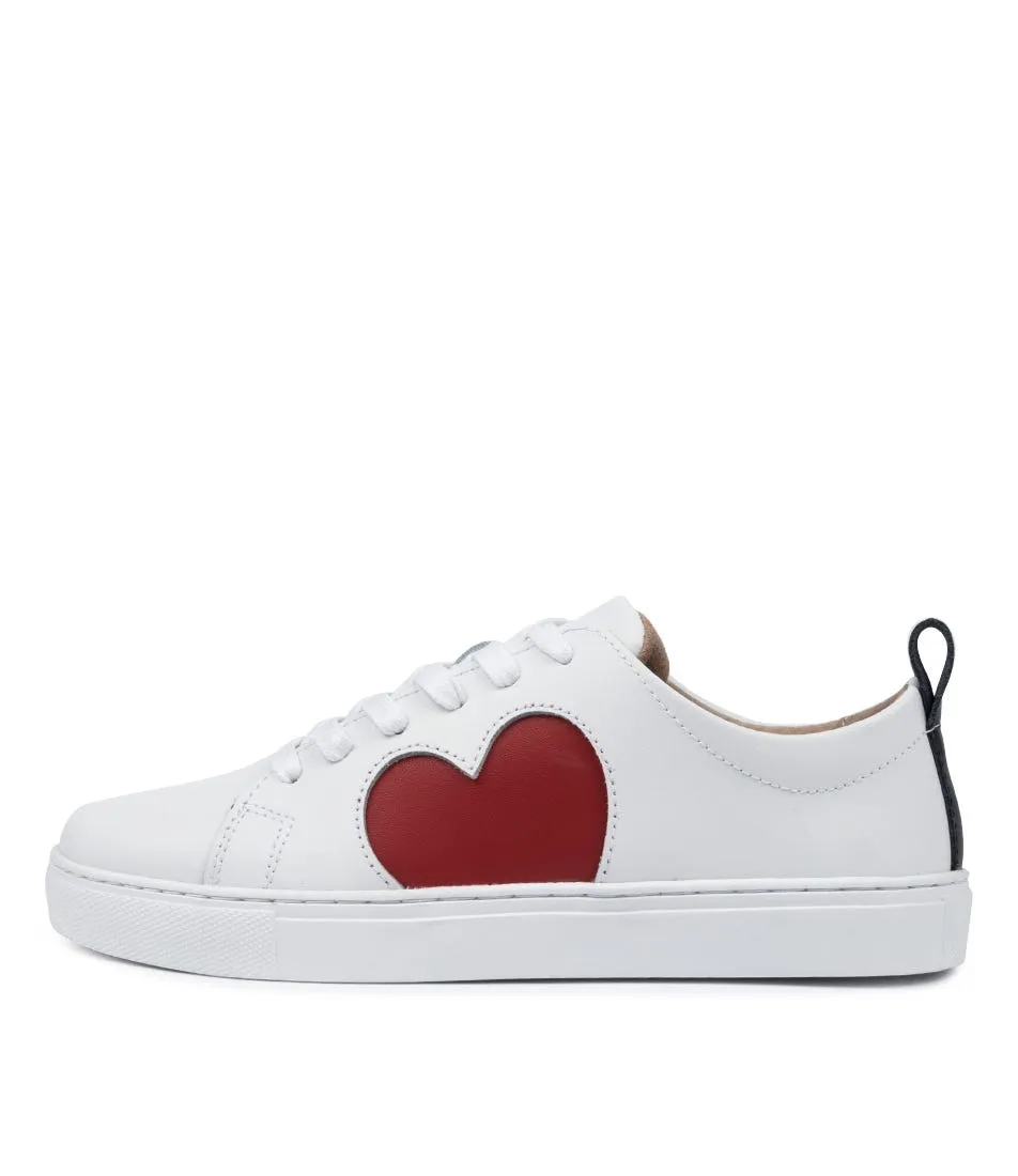 WALNUT Heart Sneaker Wa White Red Leather