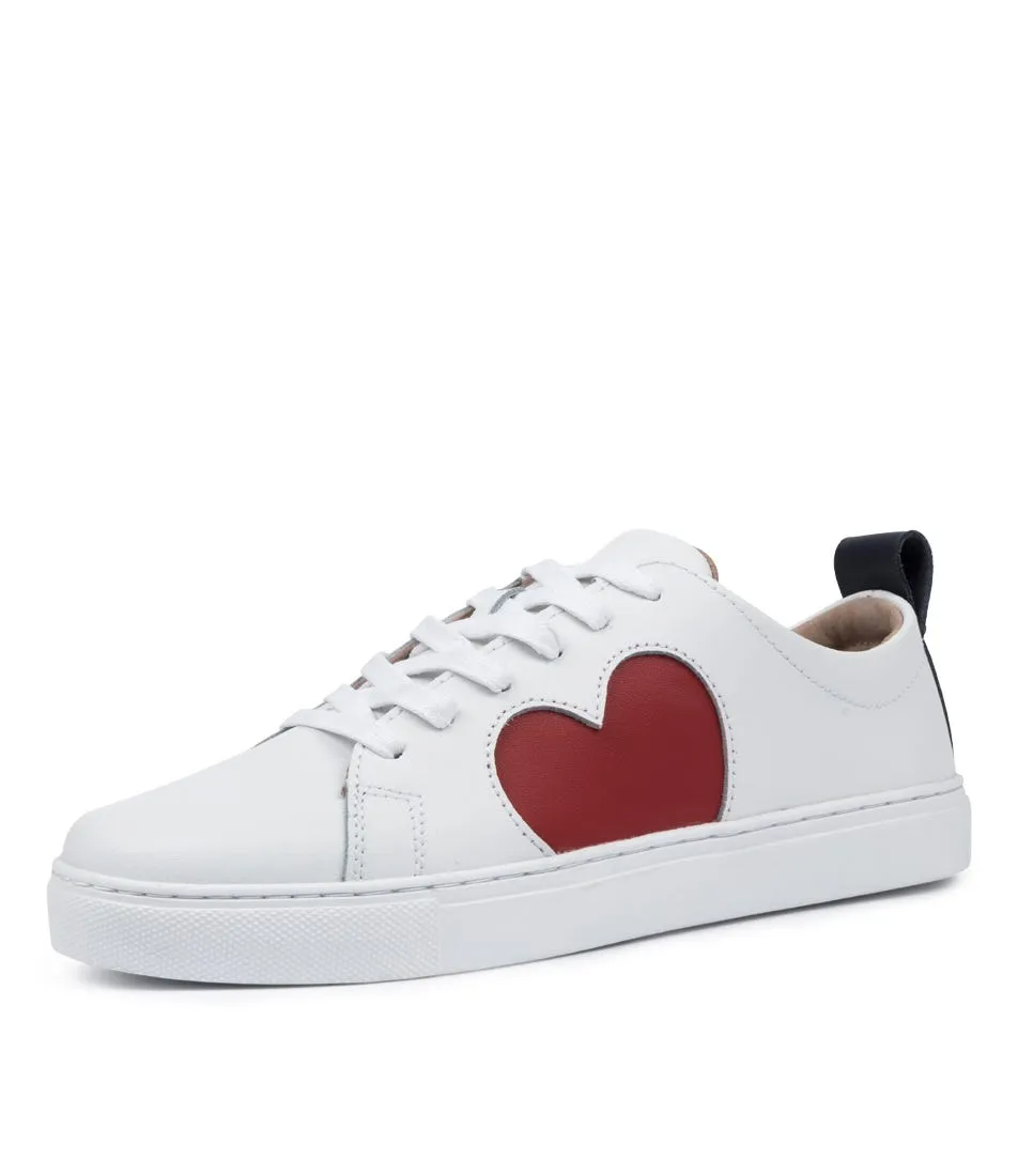 WALNUT Heart Sneaker Wa White Red Leather