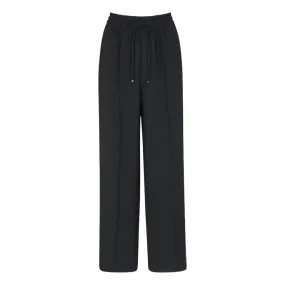 WHISTLES Maria Crepe Straight Leg Trousers - Black