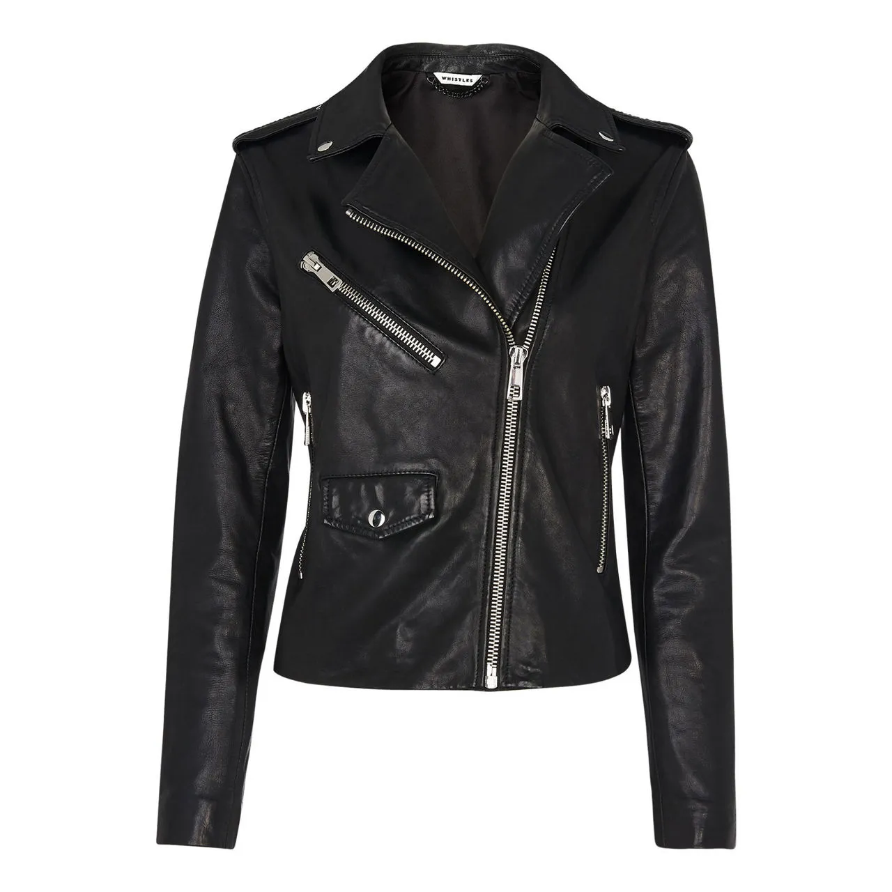 WHISTLES The Sustainable Edit Agnes Leather Jacket - Black