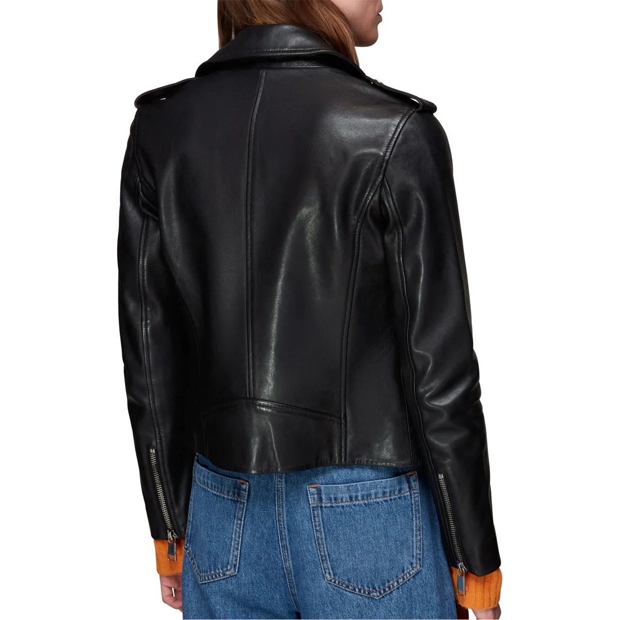 WHISTLES The Sustainable Edit Agnes Leather Jacket - Black