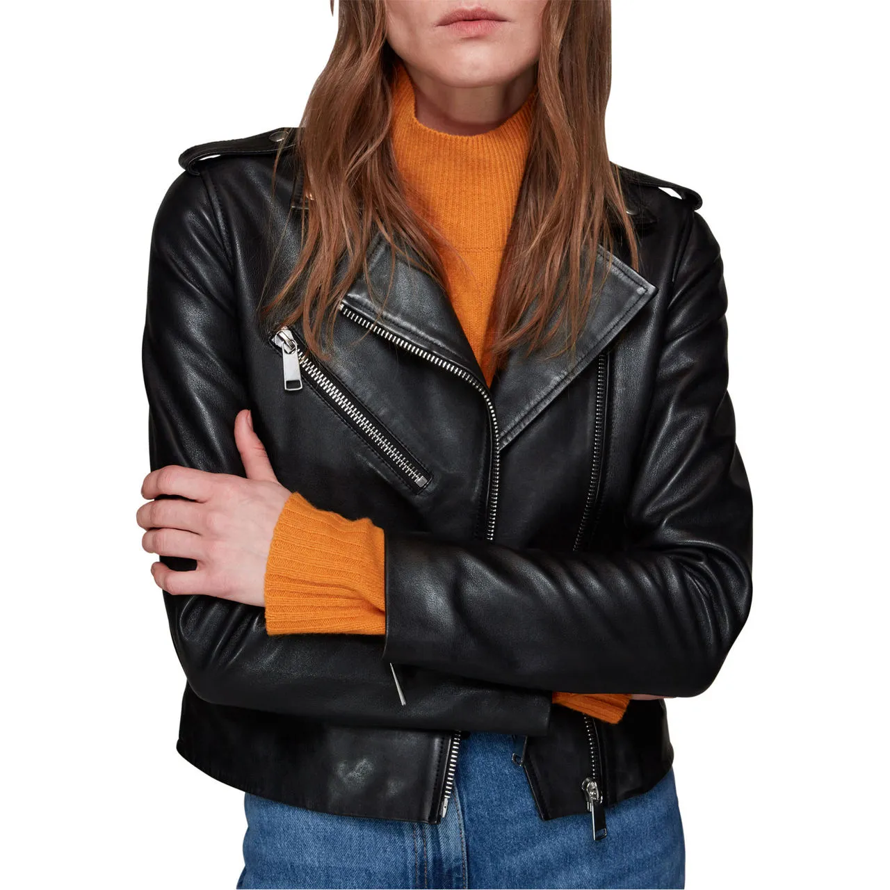 WHISTLES The Sustainable Edit Agnes Leather Jacket - Black