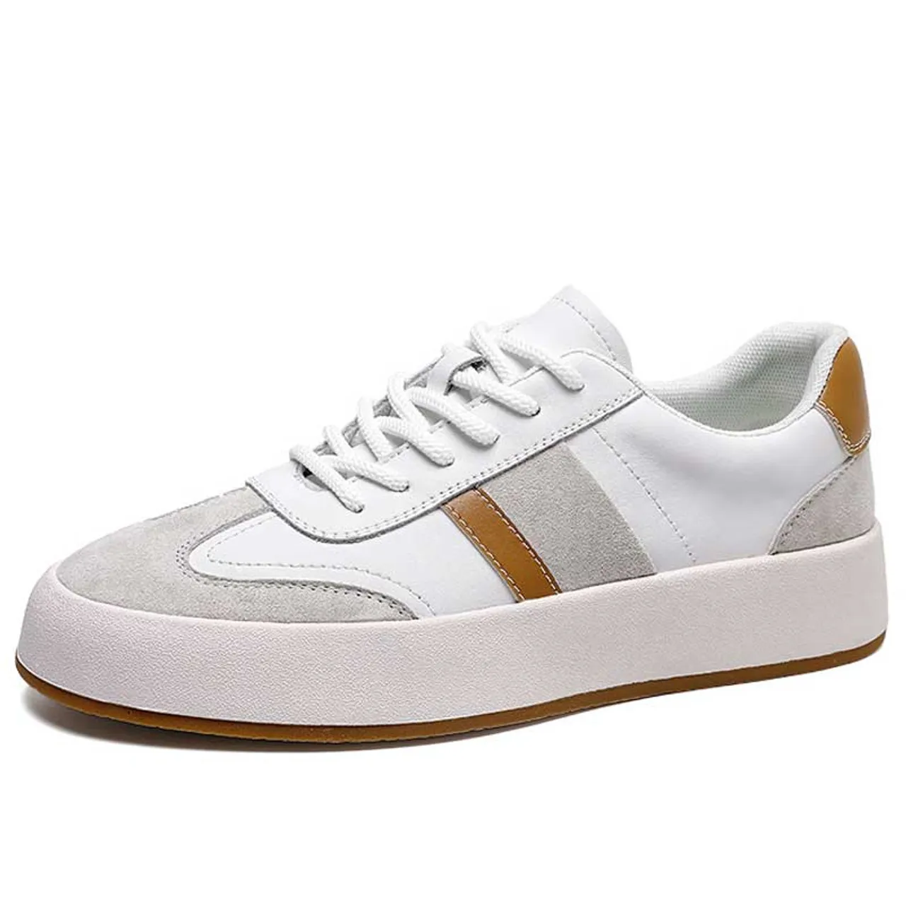 White brown stripe casual shoe sneaker