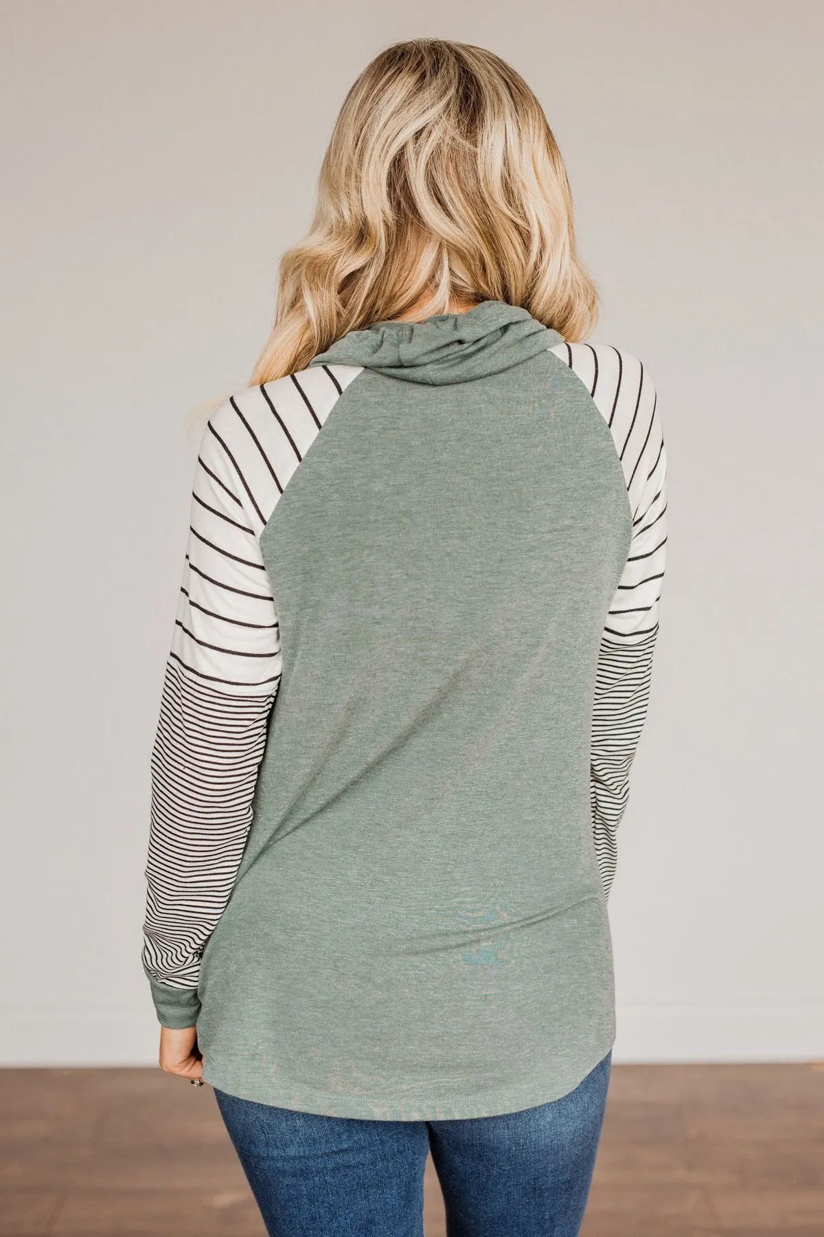 Winter Is Magic Cowl Neck Top- Light Olive