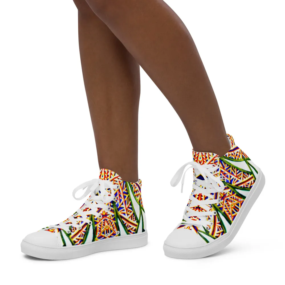 Women’s high top canvas shoes – Plants Kaleidoscope