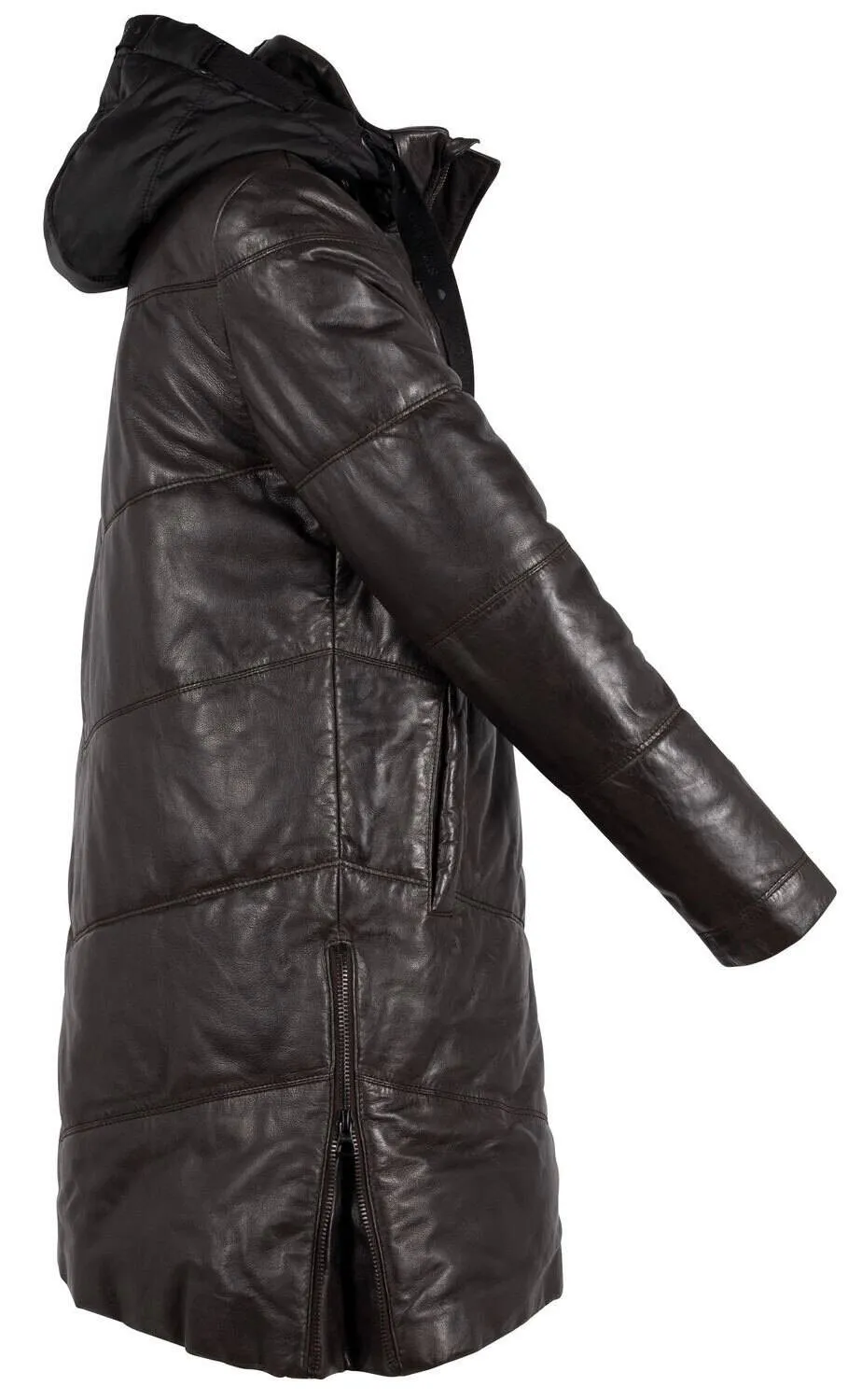 Women's long brown \vallie\ down jacket