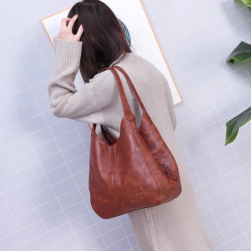 Women's Luxury Designer Vintage Leather Large Capacity Handbags