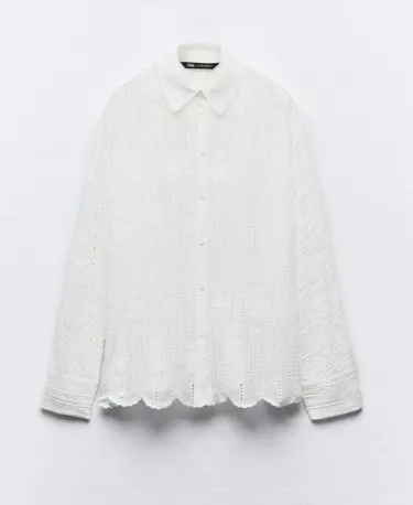 ZARA  |Casual Style Long Sleeves Plain Cotton Shirts & Blouses