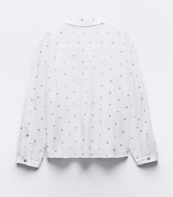 ZARA  |Dots Casual Style Long Sleeves Cotton Shirts & Blouses